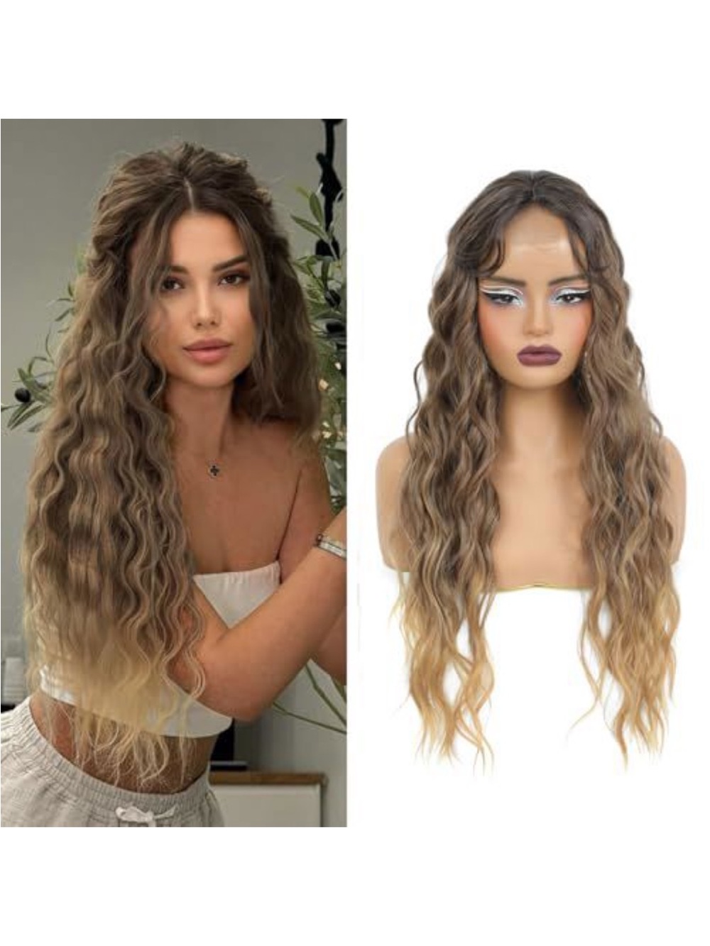 Long wavy curly hair topper